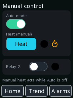 Manual control: both relays, individually